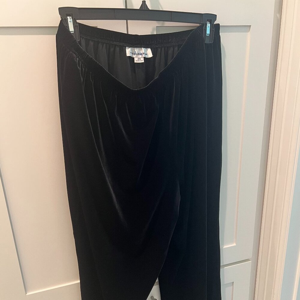Caroline Rose Black Velvet Pants, Size 2X